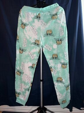 Star Wars Grogu Baby Yoda Jogger Pants Tie Dye Mint Green Size Large NWOT